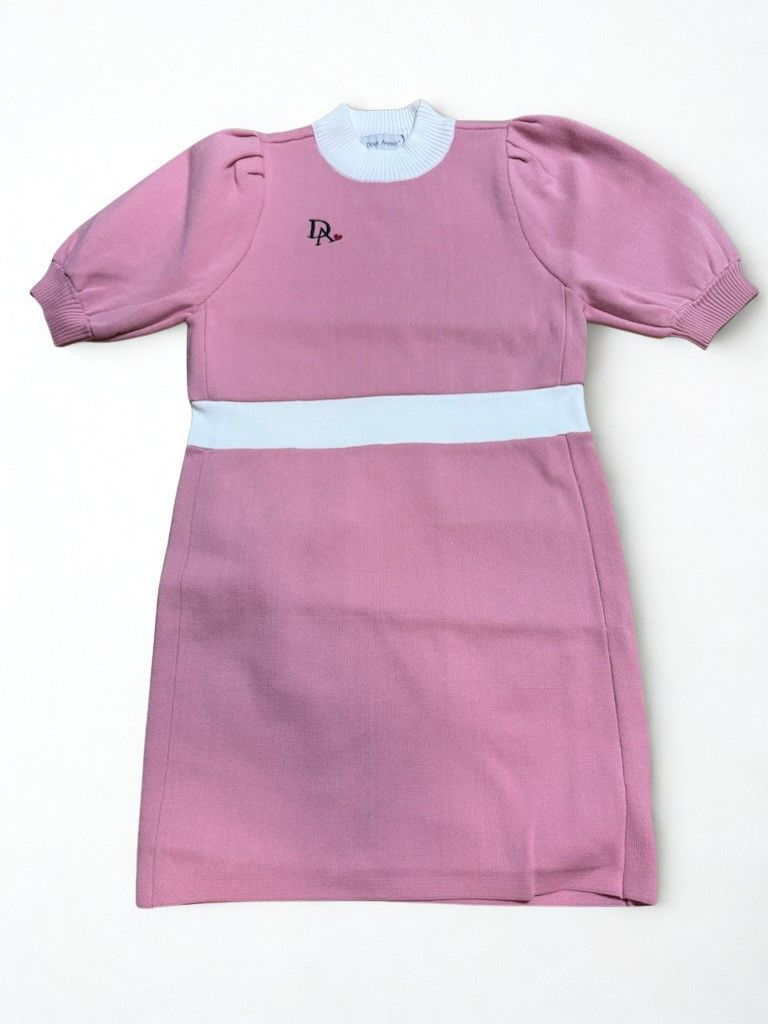 新品　Doux　Avenir　ドゥ　アヴニール　半袖 パフスリーブ バイカラー ニット ワンピース 　ピンク　Mサイズ