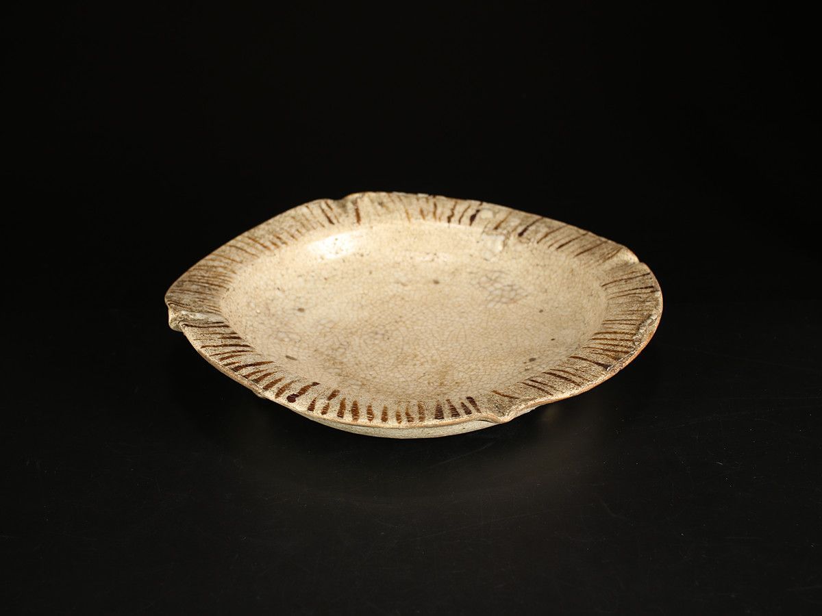 桃山時代 尾張国 猿投釉 古志野焼 大鉢 お菓子器 真清水蔵六 織箱付 本物保証Rg！CP854