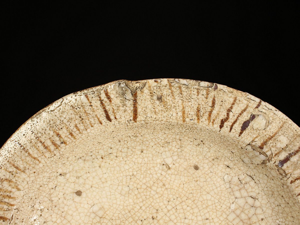 桃山時代 尾張国 猿投釉 古志野焼 大鉢 お菓子器 真清水蔵六 織箱付 本物保証Rg！CP854