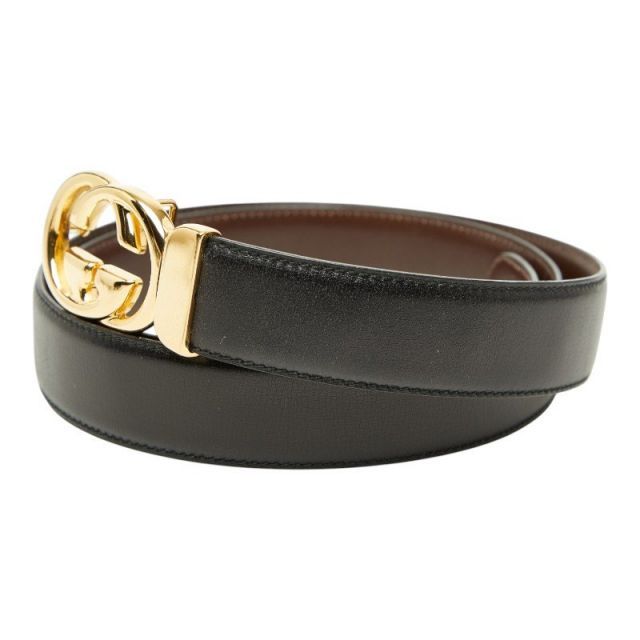 中古 グッチ オールドグッチ ベルト サイズ：95/38 036 084 0964 ブラック ブラウン レザー メンズ GUCCI 【送料無料】【名谷店】