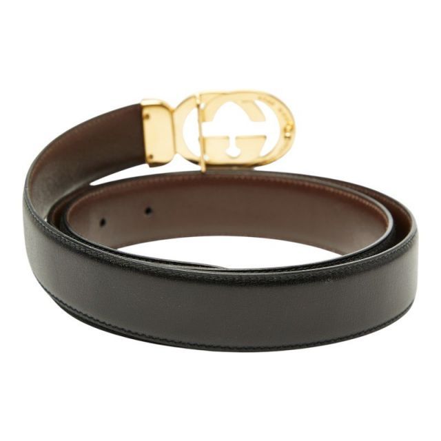 中古 グッチ オールドグッチ ベルト サイズ：95/38 036 084 0964 ブラック ブラウン レザー メンズ GUCCI 【送料無料】【名谷店】