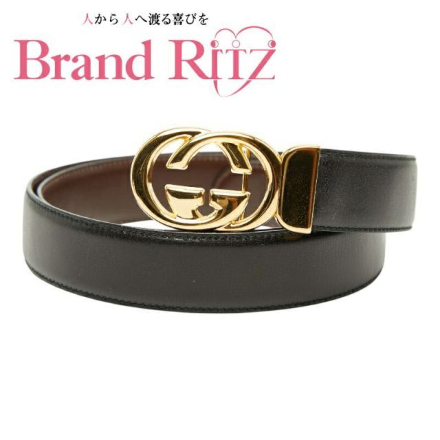中古 グッチ オールドグッチ ベルト サイズ：95/38 036 084 0964 ブラック ブラウン レザー メンズ GUCCI 【送料無料】【名谷店】