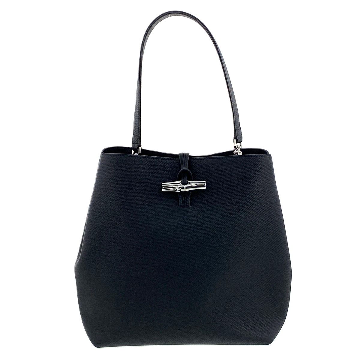 Longchamp ロンシャン ル ロゾ ホーボーバッグ M ショルダーバッグ 10315HFP レディース レザー ブラック シルバー金具 中古