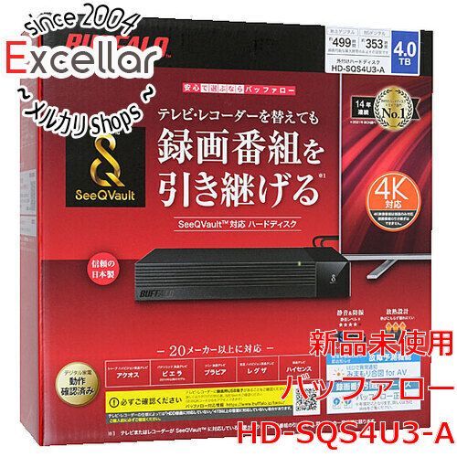 [bn:2] BUFFALO製外付HD　HD-SQS4U3-A　ブラック　4TB