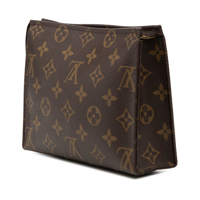 ルイ ヴィトン モノグラム ポシェット トワレット19 ポーチ M47544 ブラウン PVC レザー レディース LOUIS VUITTON【1-0266085】