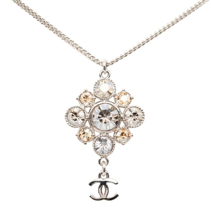 シャネル ココマーク ネックレス シルバー ゴールド メタル クリスタル レディース CHANEL【1-0268399】