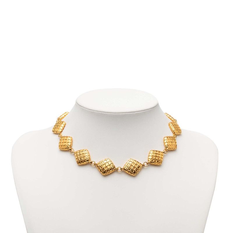 シャネル ダイヤモチーフ ひし形 マメ ネックレス チョーカー ゴールド メッキ レディース CHANEL【1-0268619】