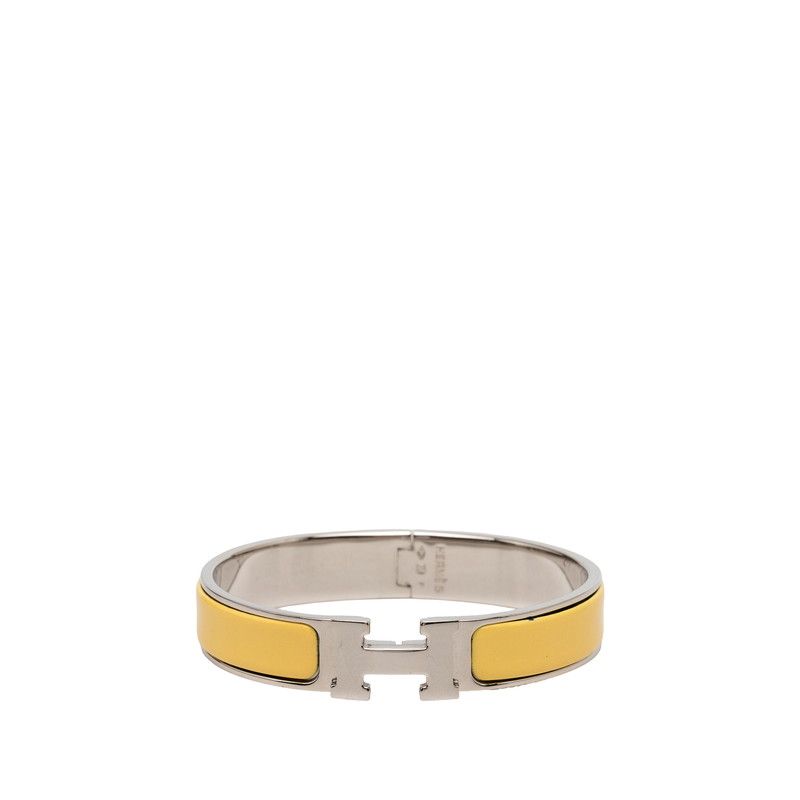 エルメス クリッククラック クリックH PM ブレスレット シルバー イエロー メタル エナメル レディース HERMES【1-0268631】