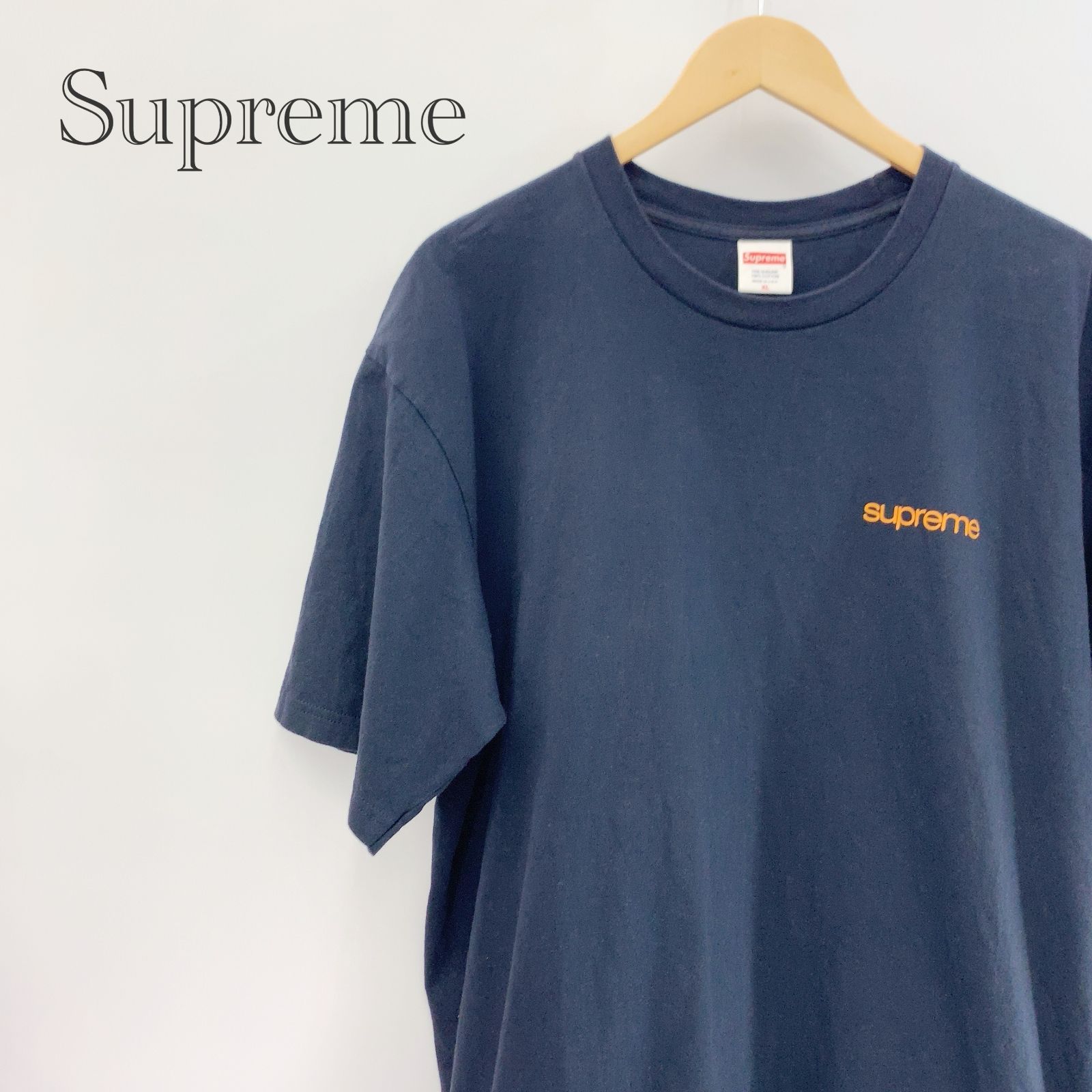 SUPREME NYC Tee Tシャツ オレンジロゴ XL ブラック メンズ ファッション _201023