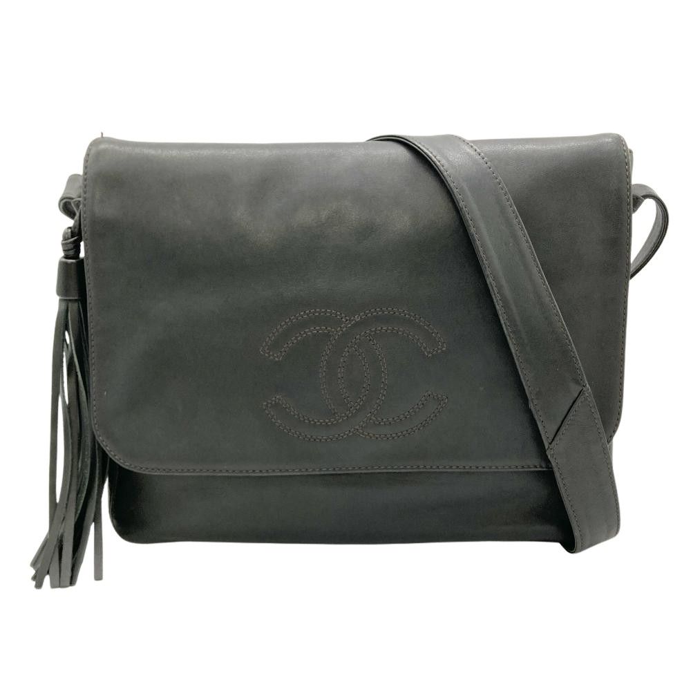 シャネル CHANEL デカココ タッセル ショルダーバッグ レザー ブラック ココステッチ フリンジ レディース【中古】 81,400円