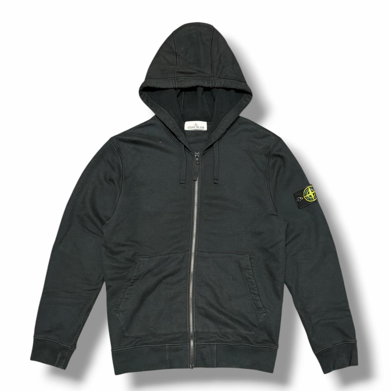 STONE ISLAND 22AW WAPPEN ZIP-UP HOODIE ワッペンジップアップフーディー スウェットパーカー ストーンアイランド 771564220 ブラック L （15276M）