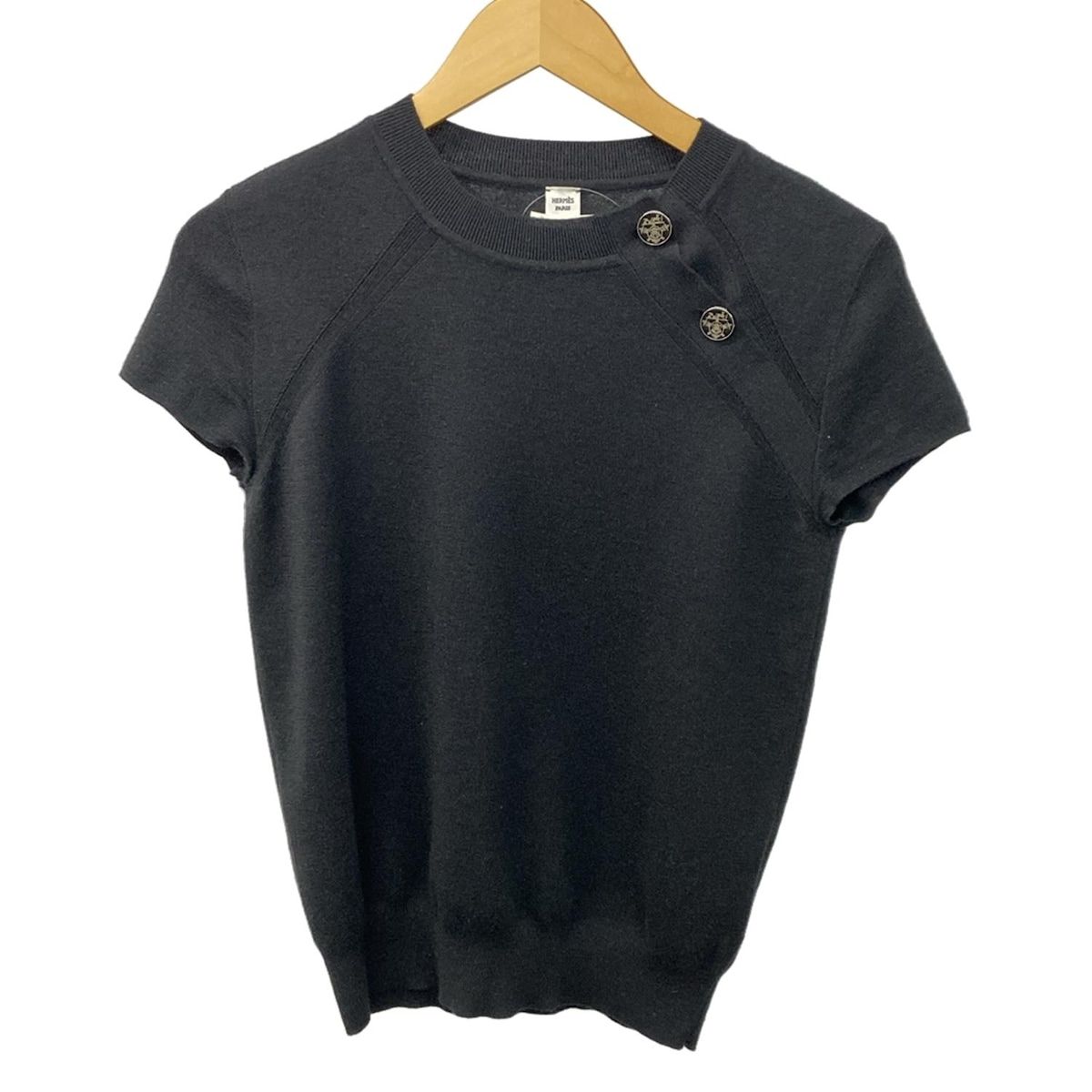 HERMES(エルメス) 半袖セーター サイズ36 S レディース - 3H2631D6 黒 HERMES(エルメス) 半袖セーター サイズ36 S レディース - 3H2631D6 黒