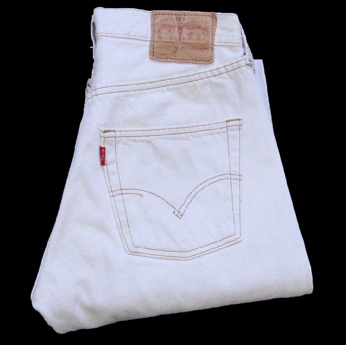 90s スペイン製 Levi'sリーバイス 501 ホワイト デニムパンツ カスタム W30★SDP4434 ユーロ ヨーロッパ オールド ジーンズ スリム