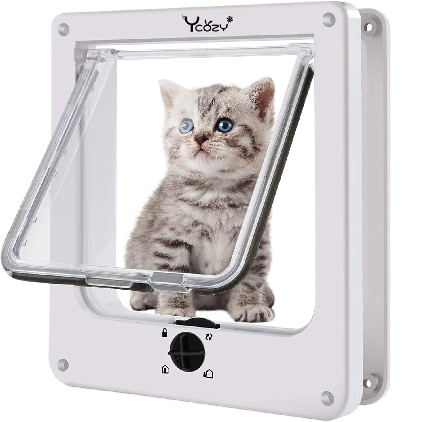 Ycozy 二世代 ペットドア 外寸26.8 x 23.5cm 猫 出入り口 小型犬用 ドア 猫扉 4ウェイロッキング キャットドア 室内用 取り付け簡単 冷暖房対策pms 3afaa346