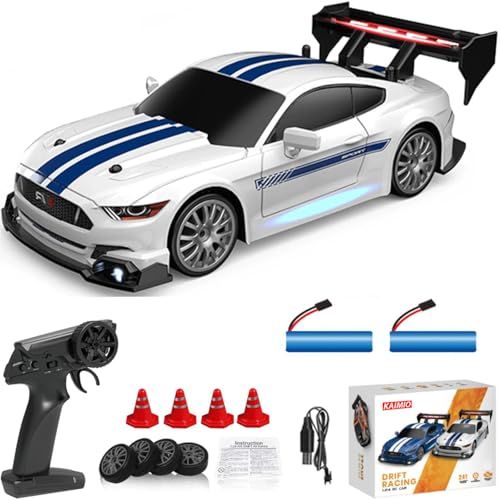 1:24スケールRCドリフトカー4WD 2.4GHz 30KM/H高速レーシングスポーツおもちゃの車、LEDライト、レースとドリフトホイール付き (8602-ホワイト)pms 56c19f5a