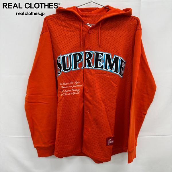 【未使用】Supreme/シュプリーム【20SS】Mesh Hooded L/S Baseball Jersey/メッシュ フード 長袖 ベースボール ジャージ/オレンジ/M