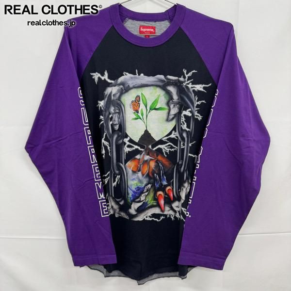 Supreme/シュプリーム【20SS】Hourglass Raglan/砂時計プリント ラグラン 長袖カットソー/パープル/L