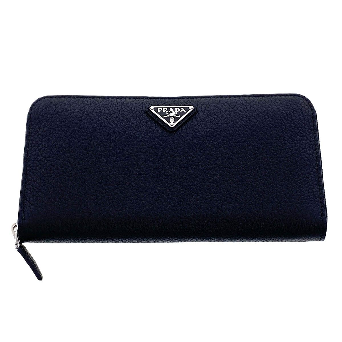 PRADA プラダ ヴィッテロダイノ ラウンドファスナー長財布 長財布 2ML317 メンズ レザー レザー ブラック カーキ 中古