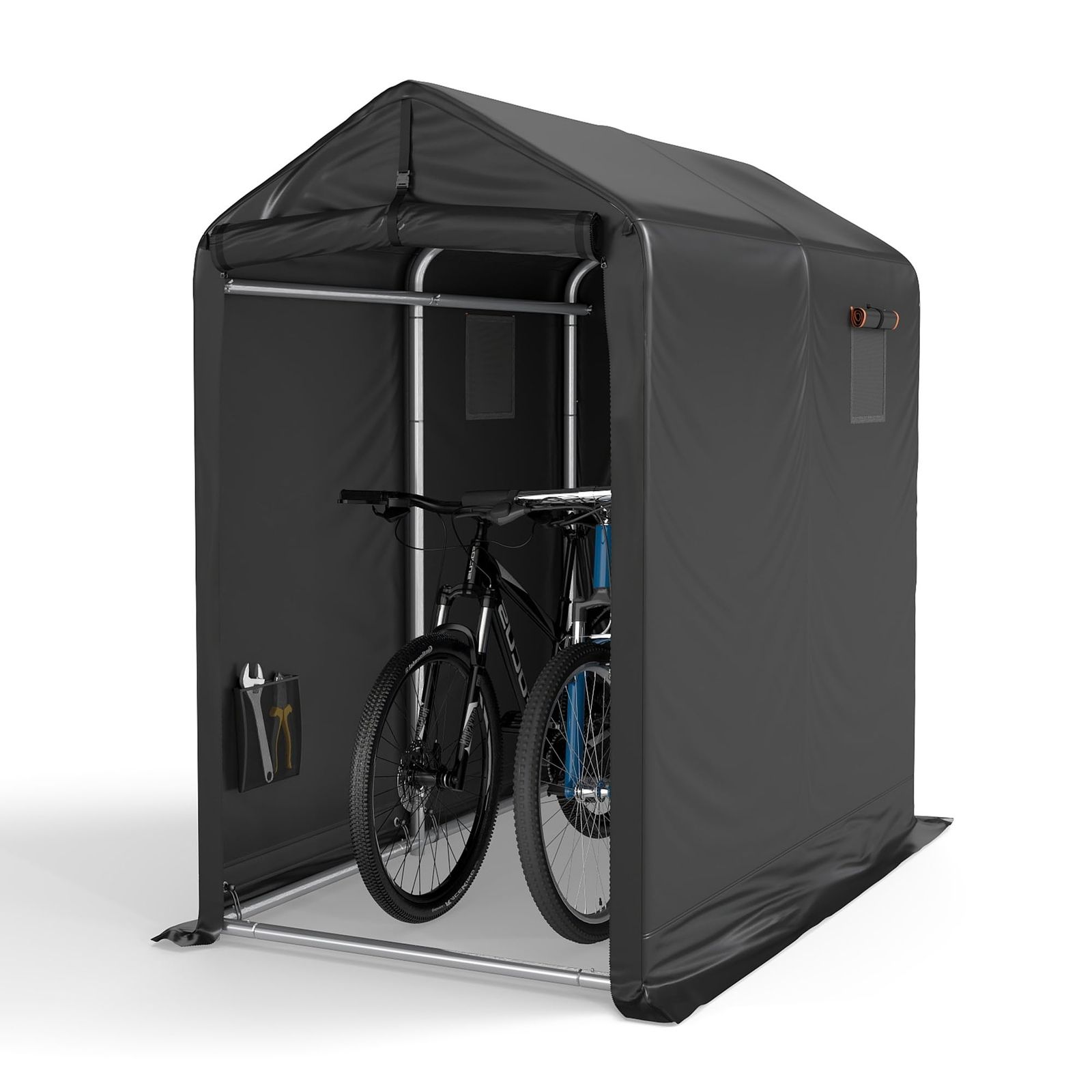 COVERONICS サイクルハウス 2台用 自転車置き場 屋外 バイクガレージ サイクルポート バイクシェルター 自転車 テント 防水防風防塵遮熱（ブラック 幅94×奥行180×高さ165cm）so