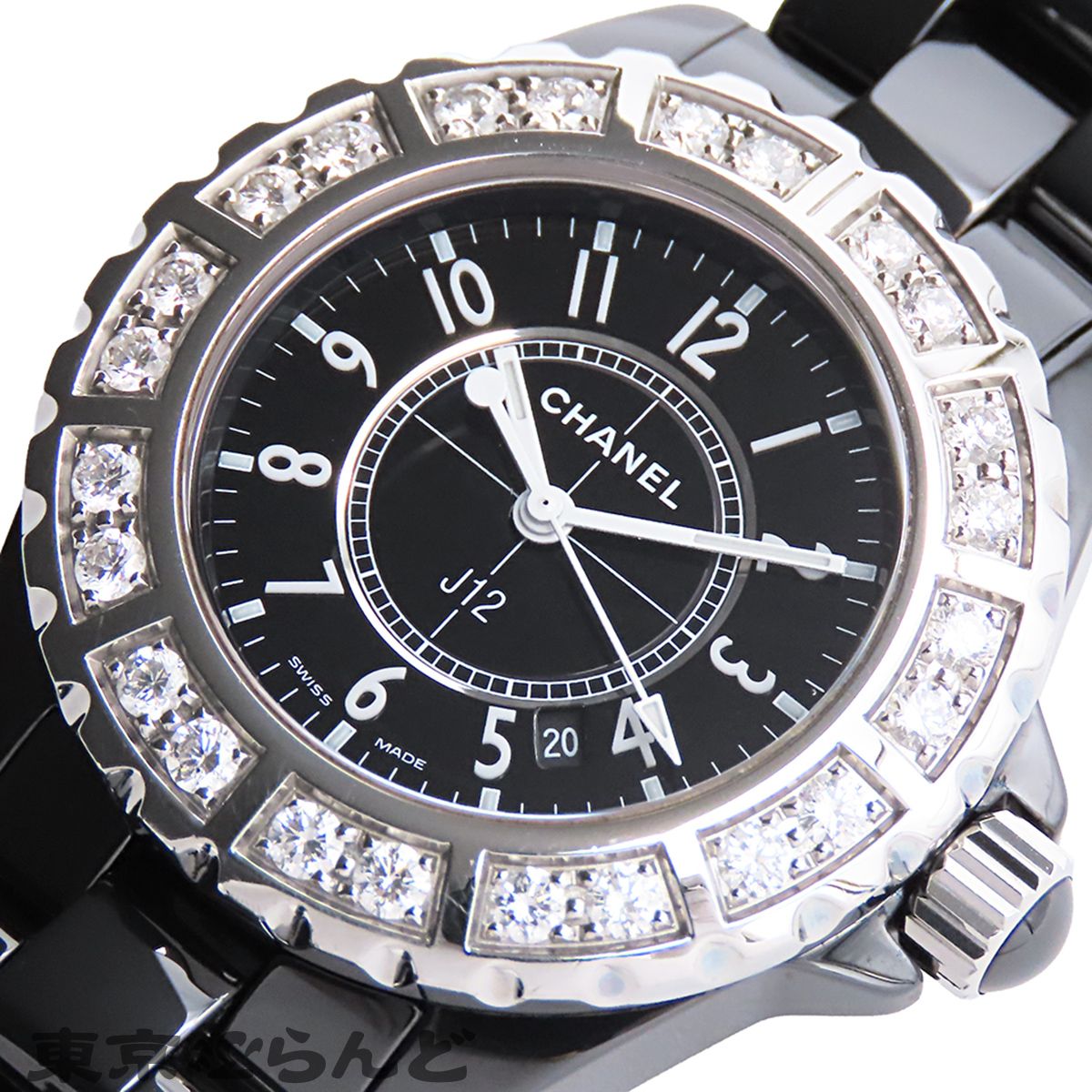シャネル CHANEL J12 33mm H1630 レディース 腕時計 ブラックダイヤベゼル デイト ホワイト セラミック クォーツ ウォッチ 90302278 CHANEL J12 33mm H1630 レディース 腕時計 ブラックダイヤベゼル