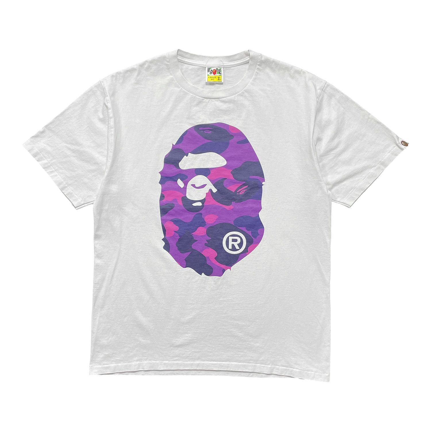 USA 古着 90S A BATHING APE アベイシングエイプ Color Camo Big Ape Head ヴィンテージ Tシャツ ホワイト シングルステッチ BA5515
