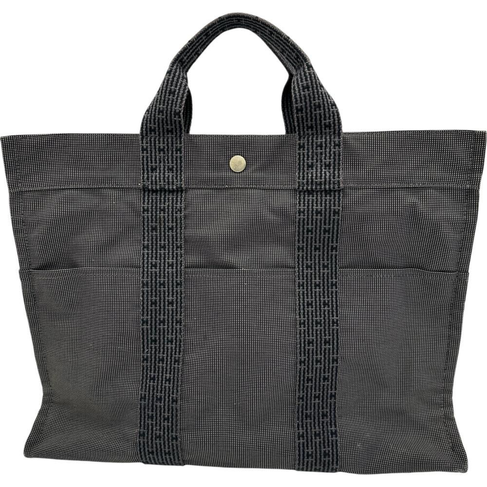 【HERMES/エルメス】トートバッグ ナイロン グレー/シルバー金具 ユニセックス 【中古】【真子質店】【BL】