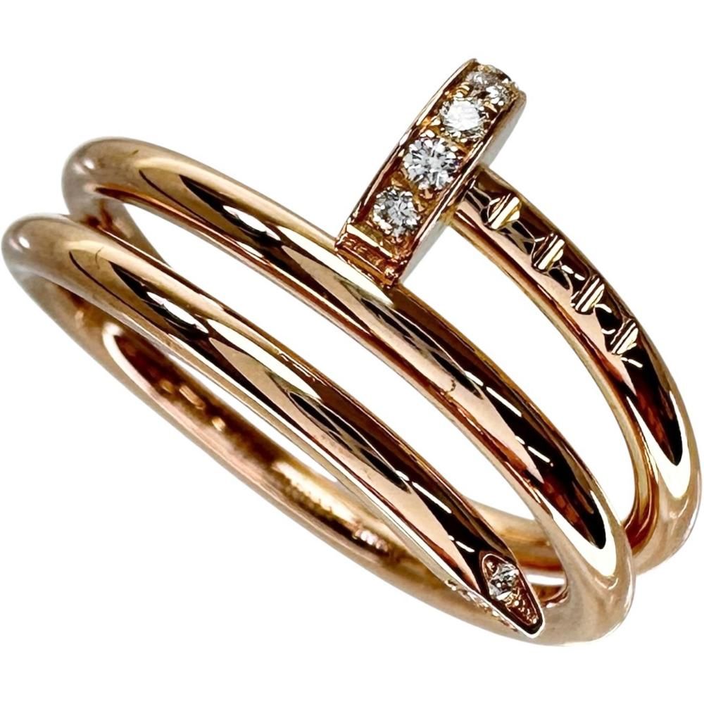 13号 【CARTIER/カルティエ】ジュストアンクル ダブル ダイヤモンド リング・指輪 K18PGピンクゴールド 18金 5.6g B4210800 #53 レディース 【中古】【真子質店】【GD】