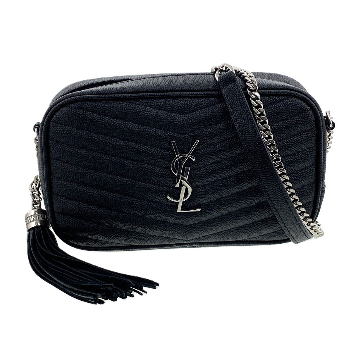 SAINT LAURENT サンローラン ルー チェーン ショルダーバッグ ショルダーバッグ 612579 レディース レザー ブラック シルバー金具 中古