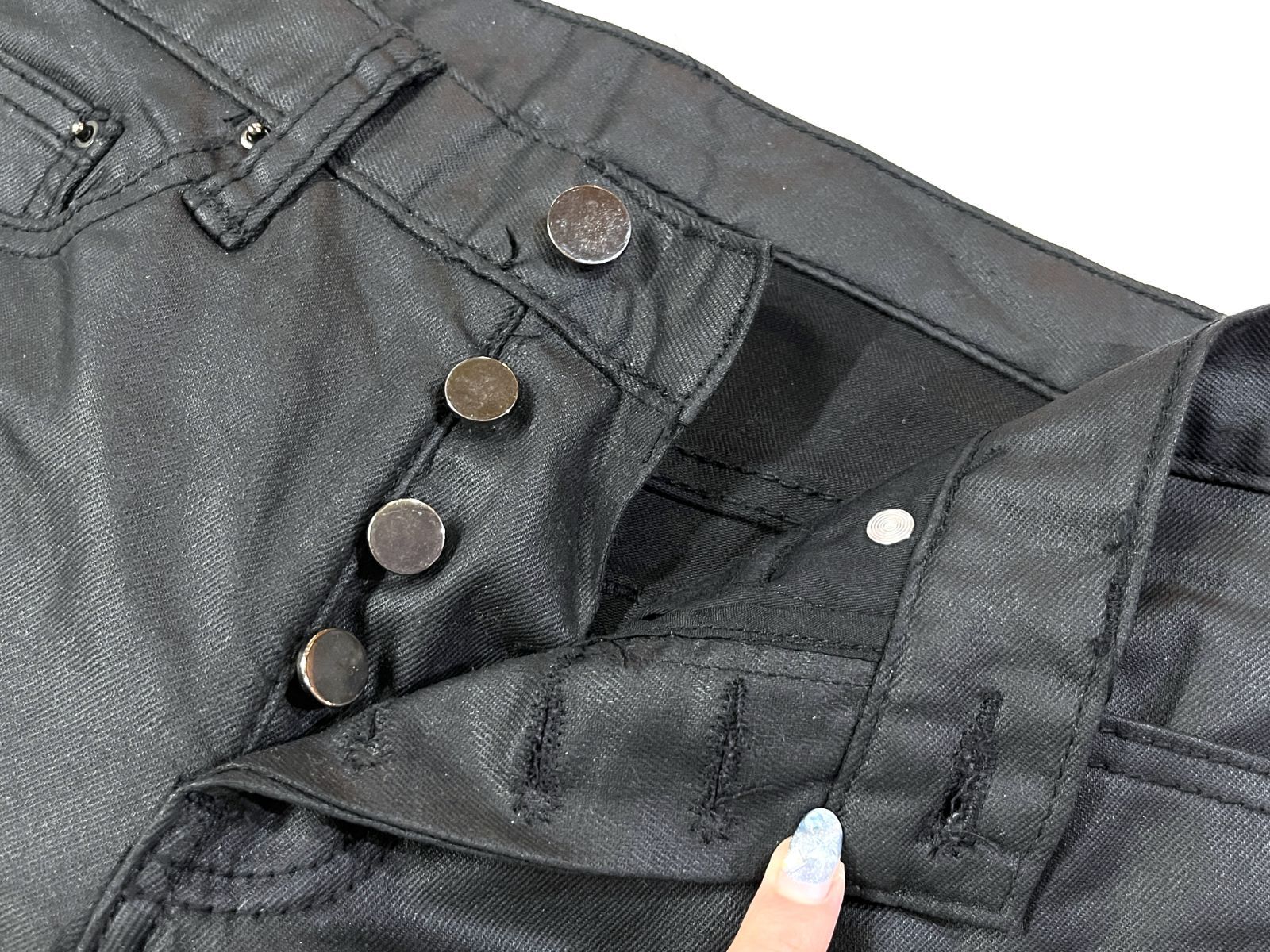 mnml｜ミニマル M11 Stretch Denim Black 裾ジップ コーティング 