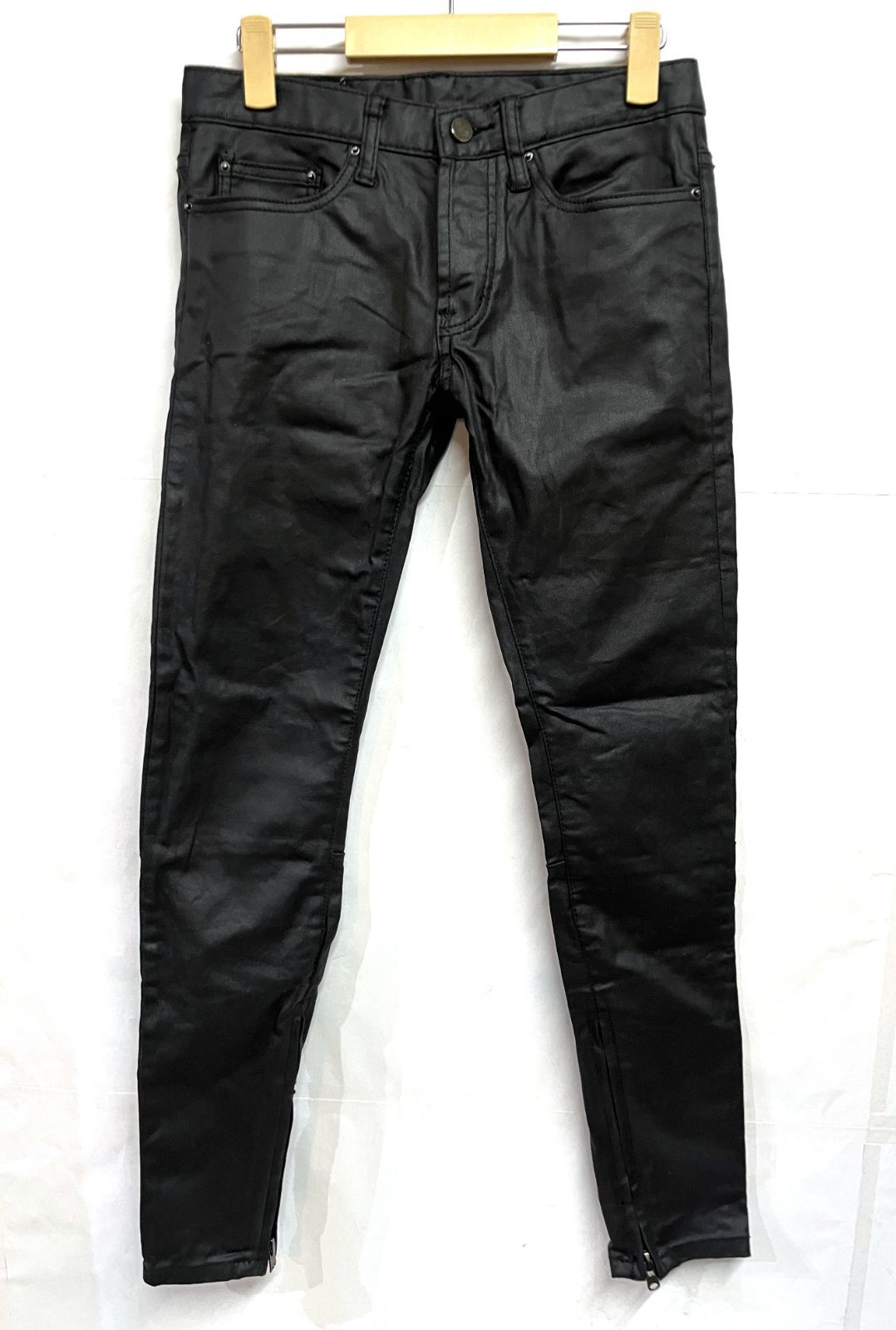 mnml｜ミニマル M11 Stretch Denim Black 裾ジップ コーティング デニムパンツ ブラック