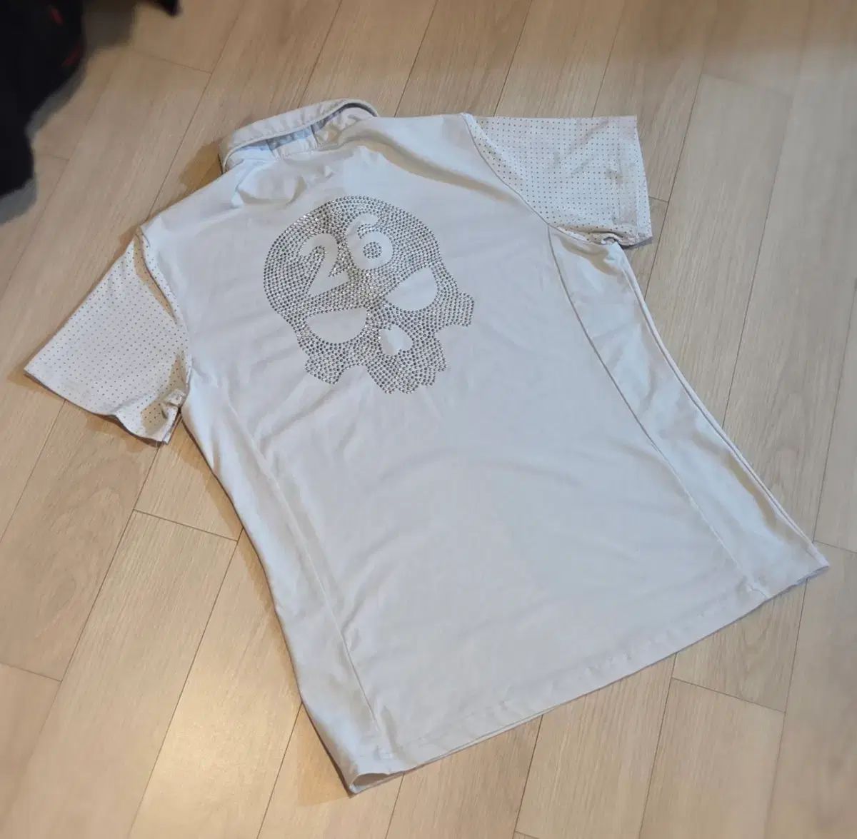 PXG ドクロ プリンティング 白 半袖 カラーTシャツ L