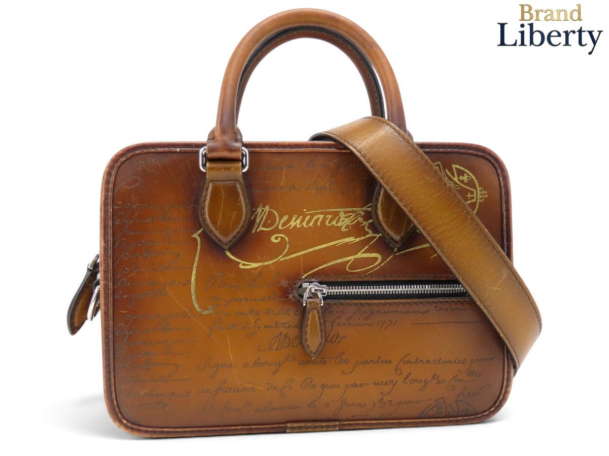 ベルルッティ Berluti カリグラフィ アンジュール ガリバー 2WAY ハンドバッグ ショルダーバッグ ポーチ クラッチバッグ ポシェット ブラウン ゴールデンパティーヌ ヴェネチアレザー 1_JOUR_GULLIVER_NEO-V2