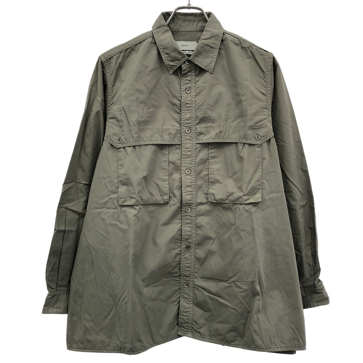Graphpaper グラフペーパー 21SS Garment Dyed Poplin Umbrella Yoke Shirt ガーメントダイポプリンアンブレラヨークシャツ GM211-50032 グレー 1