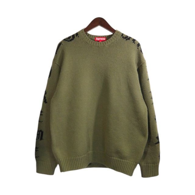 SUPREME 26ss Old English Sleeves Sweater Olive サイズM