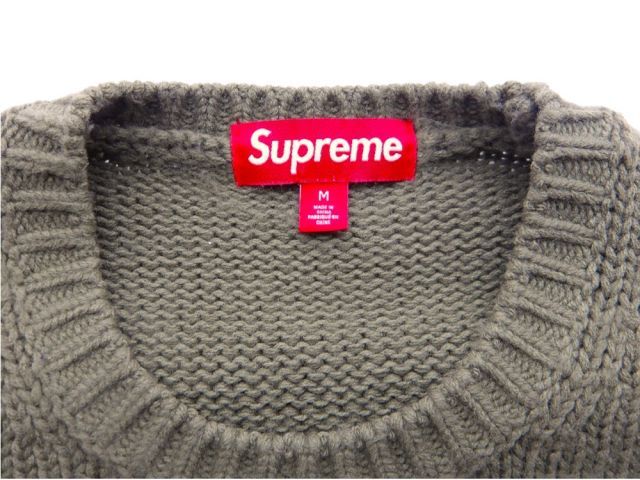 Supreme ロゴ入りニット Mサイズ オリーブ SUPREME 26ss Old English Sleeves Sweater Olive サイズM