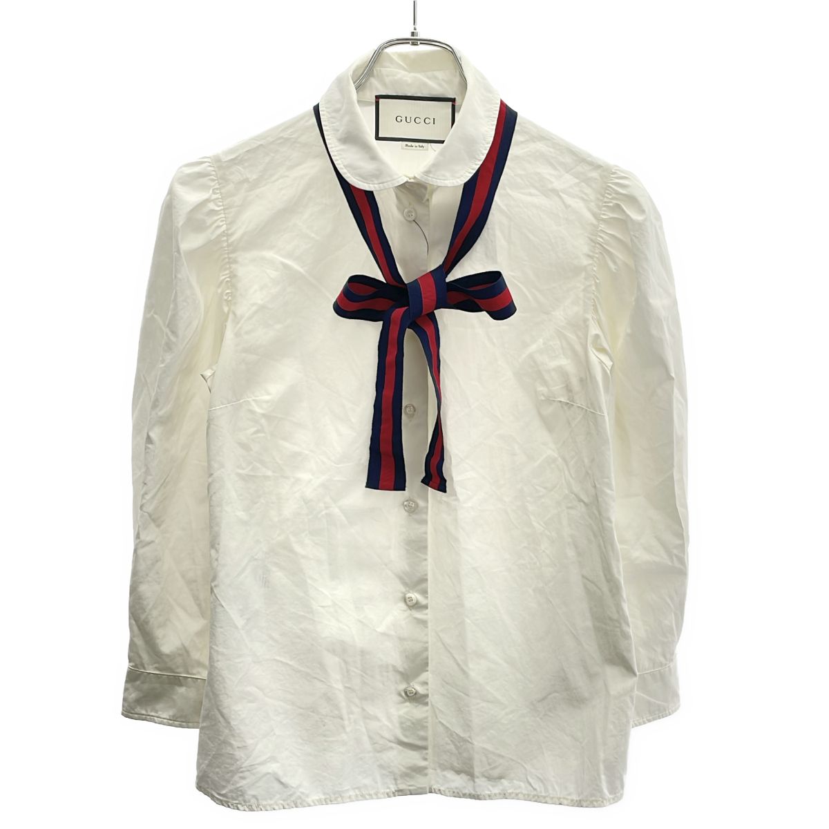 GUCCI グッチ リボンボウタイ ブラウスシャツ 453346 ZIK04 アイボリー 40
