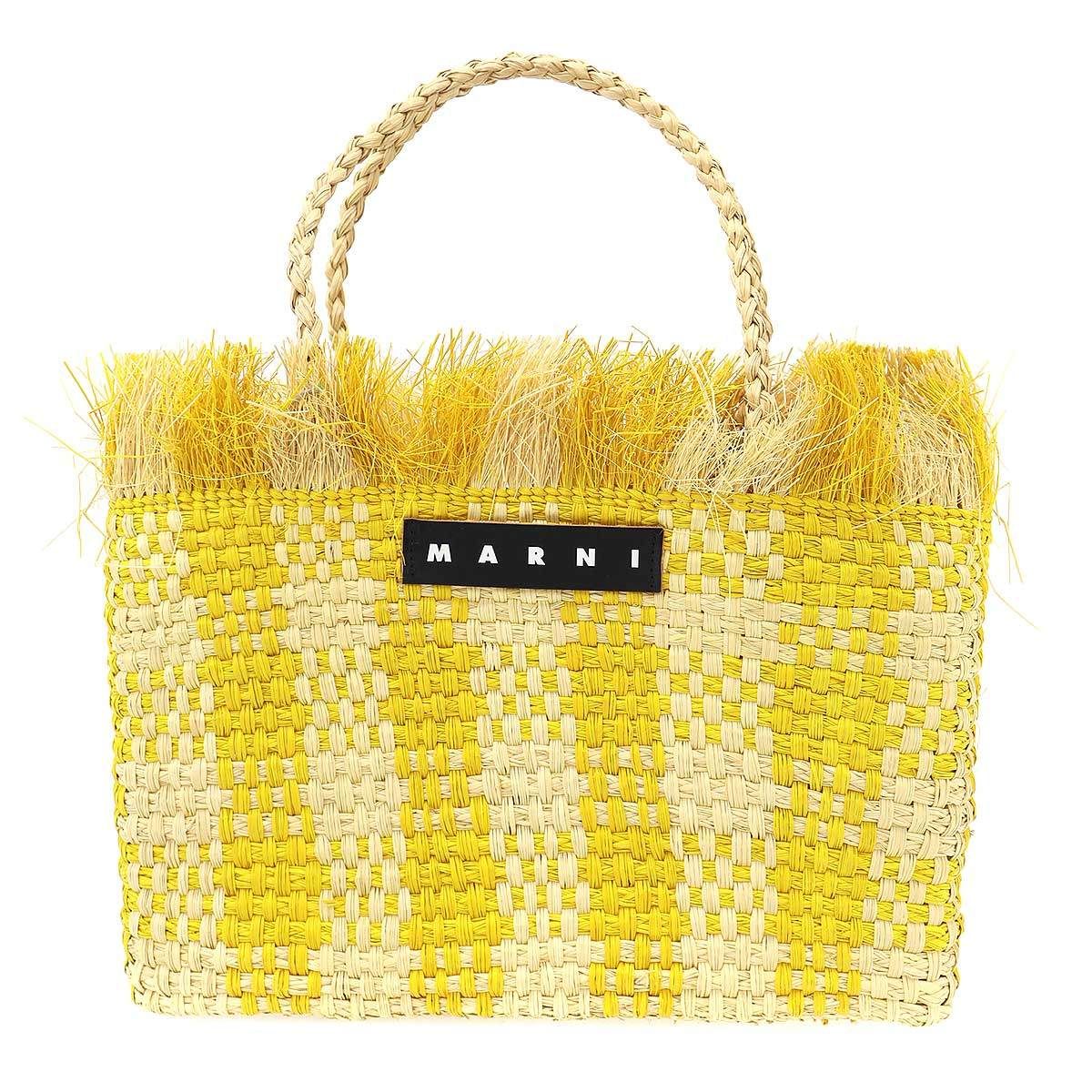 MARNI マルニ MARKET マーケット ラフィア トートバッグ イエロー