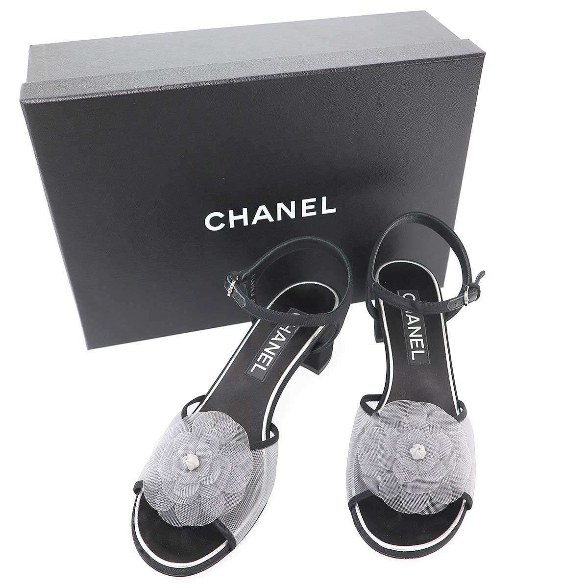 CHANEL シャネル カメリアストラップ デザインサンダル G34537 ブラック 37