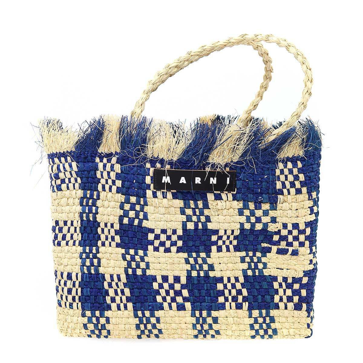 MARNI マルニ MARKET マーケットラフィア かごトートバッグ ブルー