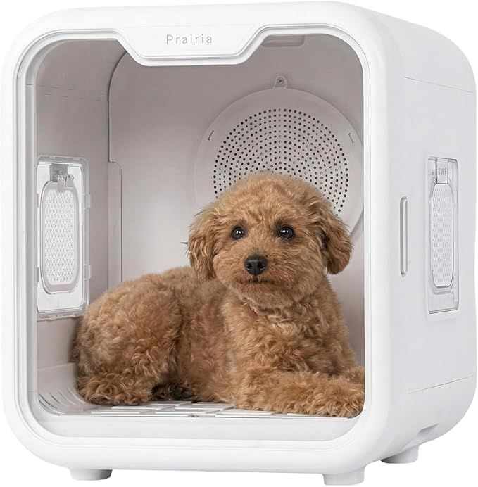 ペットドライヤーボックス Prairia 小型犬・猫用 コンパクト設計（63L）持ち手付き なでながら乾かせる 静音 温度/風量調節 安全設計 家庭用ドライルーム 日本語サポート対応kk 013d37b6