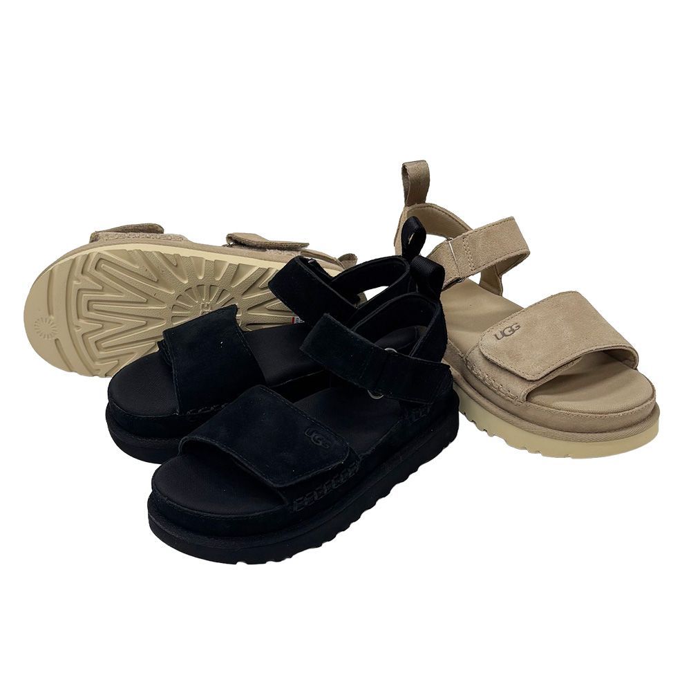 【2026春夏物モデル】UGG アグ 1136783 Goldenstar ゴールデンスター サンダル 厚底 プラットフォーム スエード生地 マジックテープ ☆選べる2カラー☆ レディース