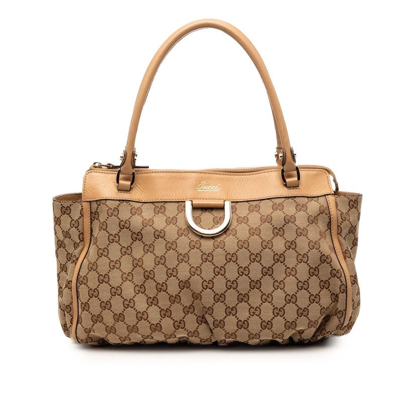 グッチ GGキャンバス トートバッグ ハンドバッグ ショルダーバッグ 189831 ブラウン キャンバス レザー レディース GUCCI【1-0267426】