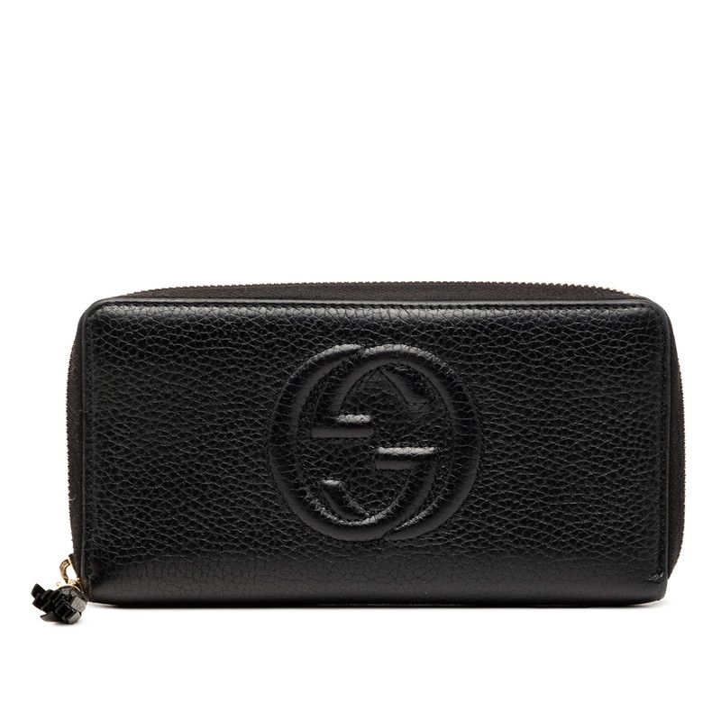 グッチ ソーホー インターロッキングG タッセル ラウンドファスナー 長財布 598187 ブラック レザー レディース GUCCI【1-0267441】