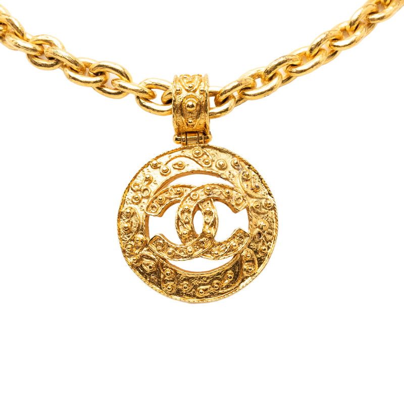 シャネル ココマーク ヴィンテージ チェーン ペンダント ネックレス 94A ゴールド メッキ レディース CHANEL【1-0268654】