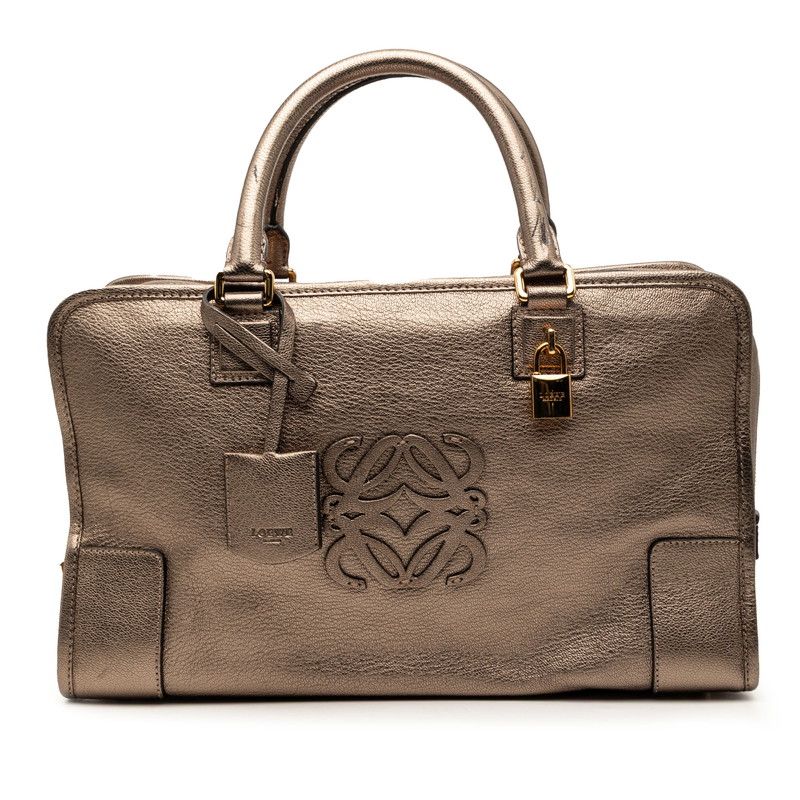 ロエベ アナグラム アマソナ36 ハンドバッグ ゴールド系 レザー レディース LOEWE【1-0268676】
