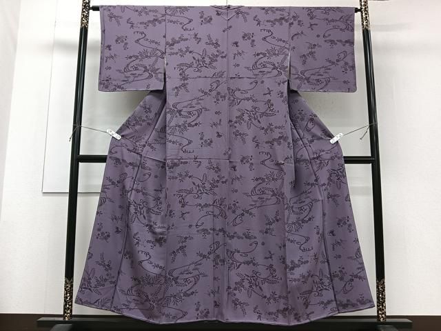 平和屋着物□上質な小紋 型染め 花蝶文 正絹 逸品 未使用 CABF8317xi