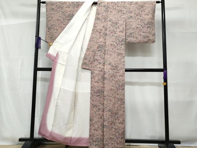 平和屋着物□上質な小紋 作家物 草花文 反端付き 正絹 逸品 CABG4890fb