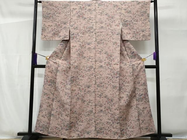 平和屋着物□上質な小紋 作家物 草花文 反端付き 正絹 逸品 CABG4890fb