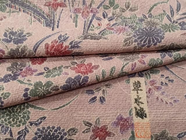 平和屋着物□上質な小紋 作家物 草花文 反端付き 正絹 逸品 CABG4890fb