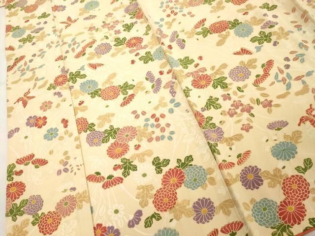 平和屋着物▽上質な小紋　単衣　花蝶文　金彩　正絹　逸品　AABA7688fy 平和屋着物□上質な小紋 絵霞花蝶文 金彩 正絹 逸品 CABG6805xiの通販
